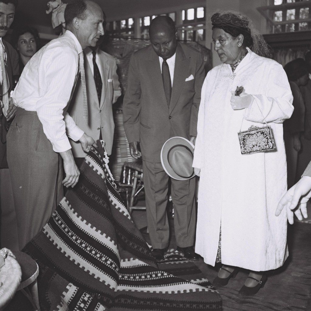 EMPRESS MANON, THE WIFE OF HAILE SELASSIE OF ETHIOPIA, WHO CAME TO ISRAEL FOR A PRIVATE VISIT, AT "MASKIT" SHOWROOM IN TEL AVIV.