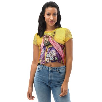 Golden Emperor Menelik II Art All-Over Print Crop Tee