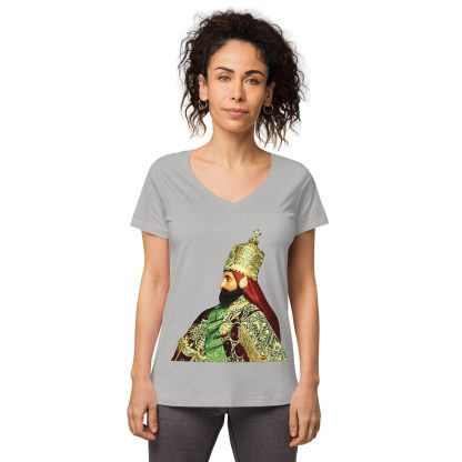 Crowned-Emperor-Haile-Selassie- Women’s fitted v-neck t-shirt