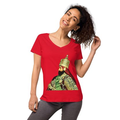 Crowned-Emperor-Haile-Selassie- Women’s fitted v-neck t-shirt