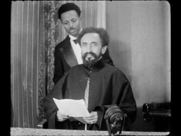 Emperor Haile Selassie sends short address thru sound cameras to world, September 4, 1935