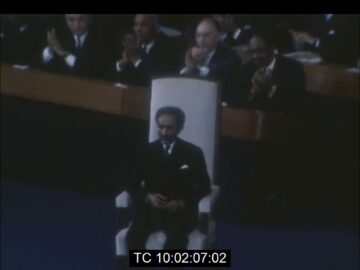 Kenneth Kaunda and Emperor Haile Selassie of Ethiopia attend I.L.O. conference in Geneva, June 1969