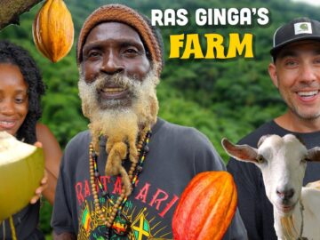 Organic Farming with @rasginga ! HUGE Coconuts, Cocoa Fruit tasting & Goats!